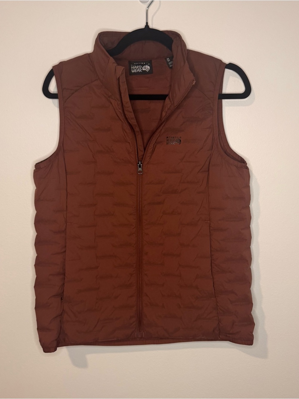 Mountain Hardwear Womens Medium Rust Orange Down Puffer Vest Full Zip Stretch